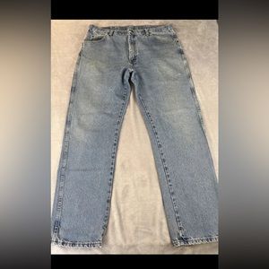 Wrangler mens straight leg light was denim blue jeans size 38